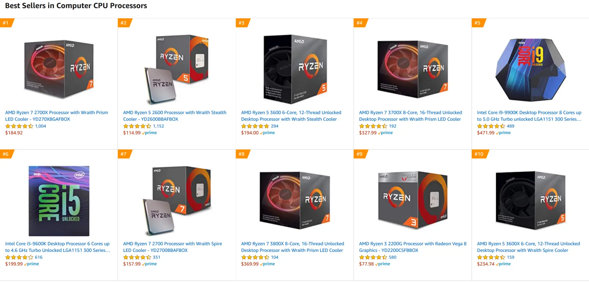 AMD Dominates Amazon CPU Best Sellers: 19 of Top 20